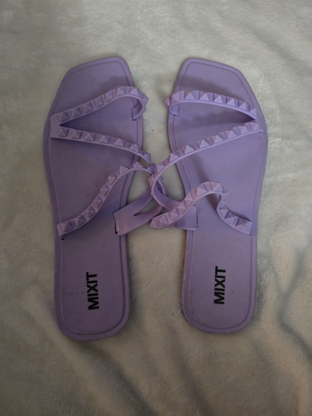Mixit Lavender Pyramid-Stud Slide Sandals